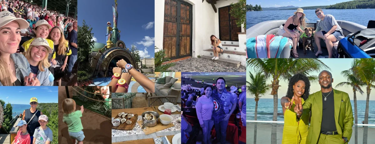 collage showing the team having fun in the summertime